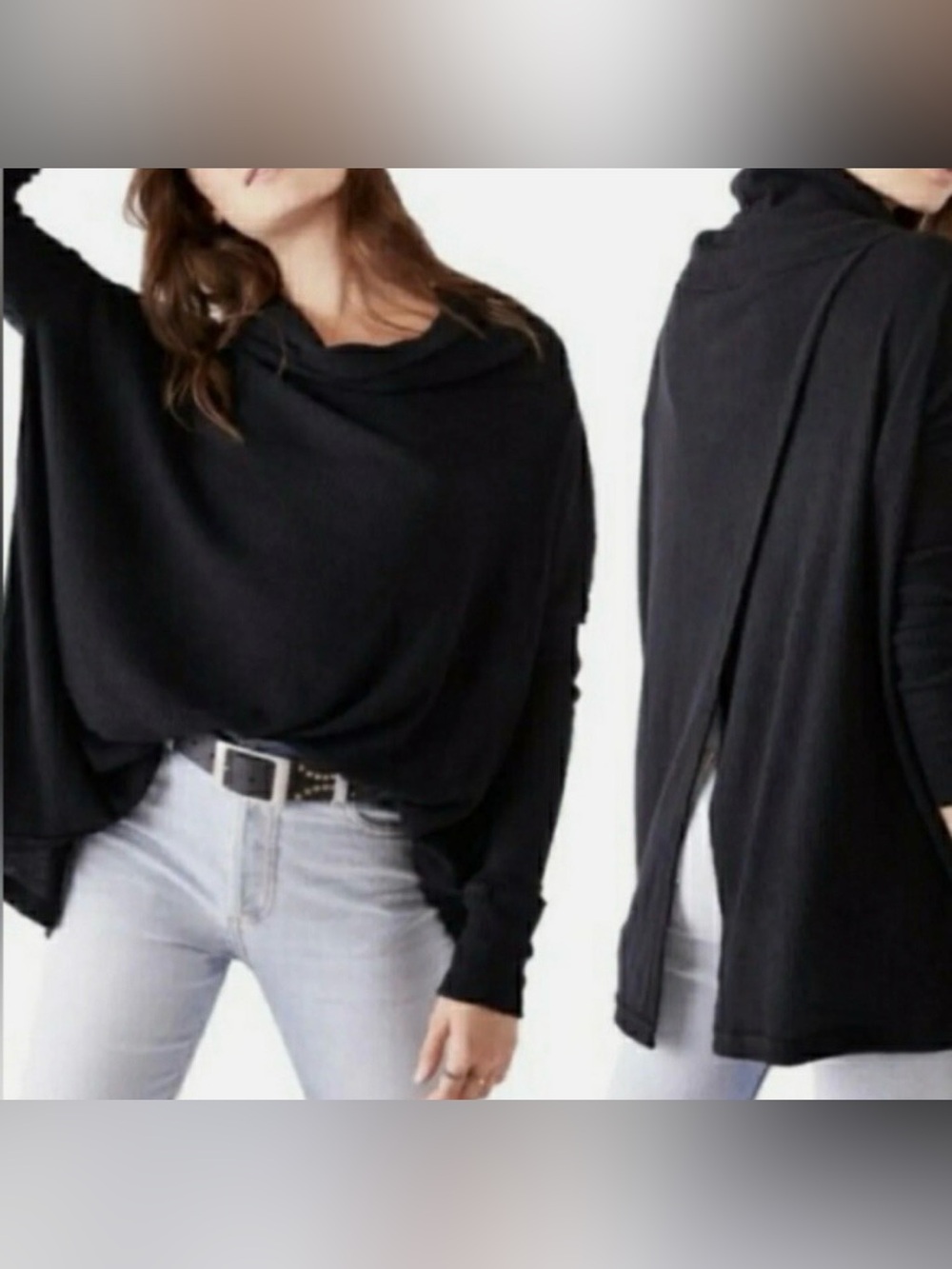 Free People | Juicy Black Cowl Neck Sweater - Picture 2 of 9